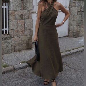 Linen Halter Maxi Dress